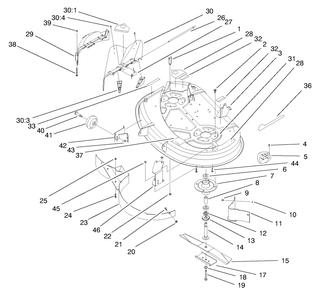 Deck Assembly (38" Cutting Unit) Diagram and Parts List for 71219 7900001 - 7999999 Toro Lawn Tractor
