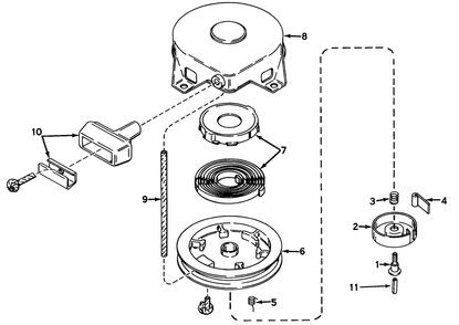 Rewind Starter No. 590420 Diagram and Parts List for 31301 0000001 - 0999999 Toro Snow Blower