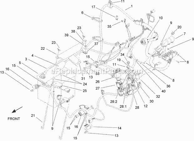 Electrical Assembly Diagram and Parts List for 74265 260000001-260999999 Toro Lawn Mower