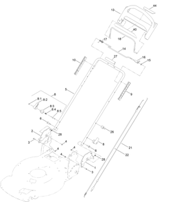 Handle Assembly Diagram and Parts List for 21863 410000000 - 999999999 Toro Lawn Mower