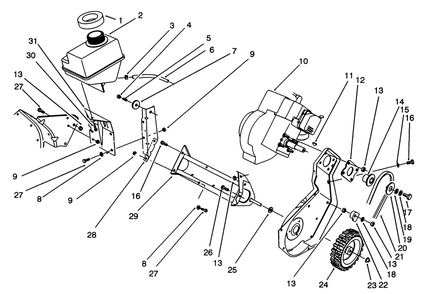 Engine & Frame Assembly Diagram and Parts List for 38191 3900001 - 3999999 Toro Snow Blower