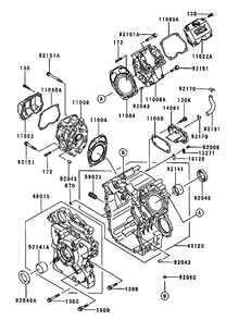 Cylinder And Crankcase Assembly Diagram and Parts List for 74214 (230006001-230999999)(2003) Toro Lawn Mower