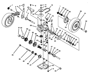 Gear Case Assembly Diagram and Parts List for 20439 39000001 - 39999999 Toro Lawn Mower