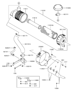 Air Filter And Muffler Assembly Diagram and Parts List for 74416 (250000001-250005000)(2005) Toro Lawn Mower