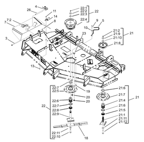 Spindle And Pulley Assembly Diagram and Parts List for 74213 (230006001-230999999)(2003) Toro Lawn Mower