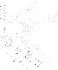 Caster Wheel Assembly Diagram and Parts List for 74532 400000000 - 417099999 Toro Lawn Tractor