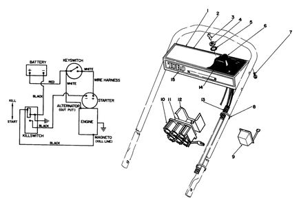 Control Panel Assembly Diagram and Parts List for 20574 6000001 - 6999999 Toro Lawn Mower