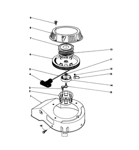 Recoil Assembly Diagram and Parts List for 16202C 5000001 - 5999999 Toro Lawn Mower
