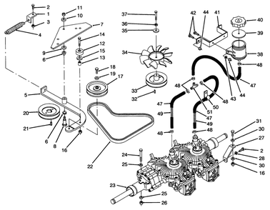 Transmission & Drive System Assembly Diagram and Parts List for 74041 39000001 - 39999999 Toro Lawn Tractor