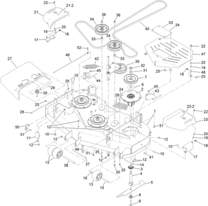 Deck Assembly Diagram and Parts List for 74048TE 410170000-411435567 Toro Lawn Tractor