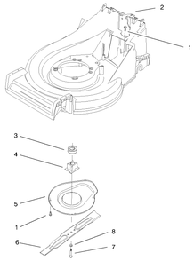 Blade & Shield Assembly Diagram and Parts List for 20489 8900001 - 8999999 Toro Lawn Mower