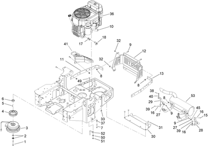 Engine, Clutch And Muffler Assembly Diagram and Parts List for 74416TE (250005001-250999999)(2005) Toro Lawn Mower