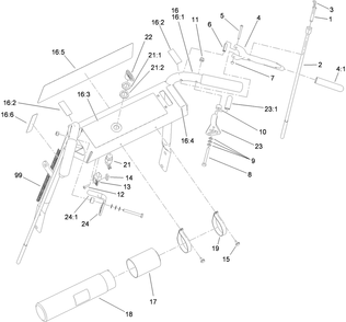 Handle Assembly Diagram and Parts List for 39634 (311000001-311999999)(2011) Toro Lawn Mower