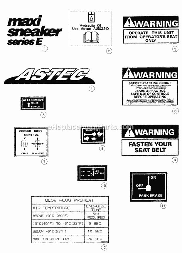 Decals (2) Diagram and Parts List for 2011  Toro Lawn Tractor Accessories