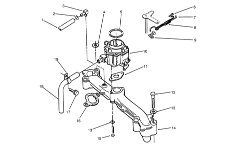 Intake Manifold Diagram and Parts List for 73501 59000412 - 59002868 Toro Lawn Tractor