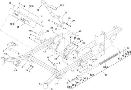 Front Frame Assembly Diagram and Parts List for 74268TE (240000001-240999999)(2004) Toro Lawn Mower