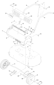 Front Wheel And Bumper Assembly Diagram and Parts List for 22215 400000000-405319999 Toro Lawn Mower