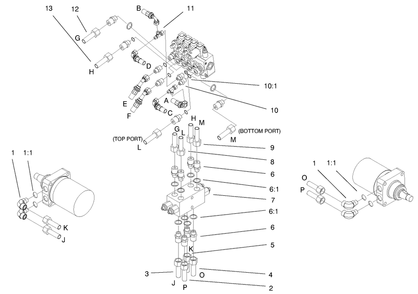 Hydraulic Valve Assembly Diagram and Parts List for 22300 890001 - 899999 Toro Lawn Tractor Accessories