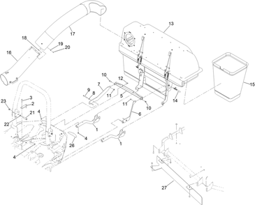 Bagger And Tube Mount Assembly Diagram and Parts List for 78489 400000000 - 999999999 Toro Lawn Tractor