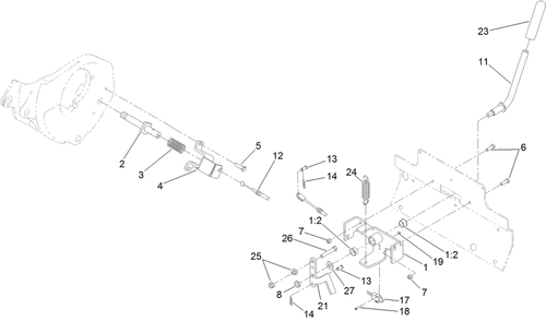 Brake Assembly Diagram and Parts List for 22327HD 400414000 - 401899999 Toro Lawn Tractor Accessories