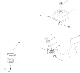 Fuel System And Carburetor Assembly Diagram and Parts List for 36003 409000000 - 412999999 Toro Snow Blower