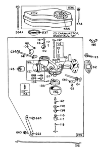 Model No. 390417 Carburetor Assembly (For Engine 191707-0124 And 190707-0142) Diagram and Parts List for 55256 1000001 - 1999999 Toro Lawn Tractor