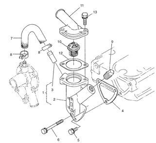 Water Flange And Thermostat Assembly Diagram and Parts List for 22303 990001 - 999999 Toro Lawn Tractor Accessories
