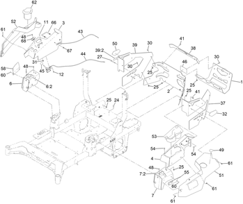 Throttle, Choke Cables And Guard Assembly Diagram and Parts List for 74056TE 412000000 - 414072157 Toro Lawn Tractor