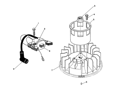 Magneto & Flywheel Assembly (Engine Model No. Vml0-2) Diagram and Parts List for 26623 0000001 - 0999999 Toro Lawn Mower