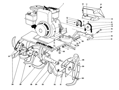 Tine And Engine Assembly Diagram and Parts List for 58226 1000001 - 1999999 Toro Tiller