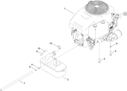 Engine And Muffler Assembly Diagram and Parts List for 74685 409290000 - 410149999 Toro Lawn Tractor
