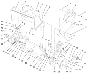 Housing & Side Plate Assembly Diagram and Parts List for 38405 99000001 - 99999999 Toro Snow Blower
