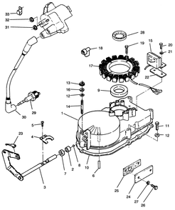 Gearcase & Ignition Assembly Diagram and Parts List for Y1-20OE03 2000001 - 2999999 Toro Lawn Tractor