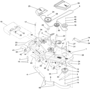 Deck Assembly Diagram and Parts List for 74960CP (312000001-312999999)(2012) Toro Lawn Mower