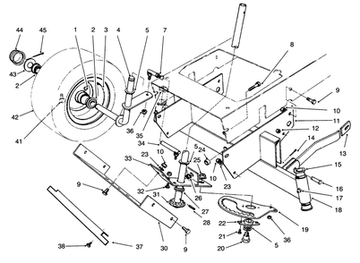 Front Axle Assembly Diagram and Parts List for 70131 6900001 - 6999999 Toro Lawn Tractor