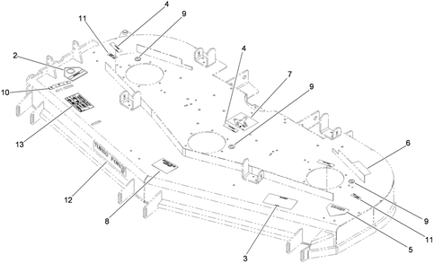 Deck Decal Assembly Diagram and Parts List for 74274 (290000001-290999999)(2009) Toro Lawn Mower