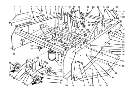 Frame & Jackshaft Assembly Diagram and Parts List for 30718 4900001 - 4999999 Toro Lawn Tractor