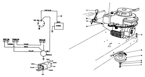 Engine Assembly Diagram and Parts List for 56138 3000001 - 3999999 Toro Lawn Tractor