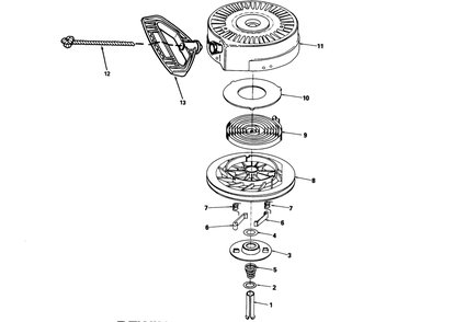 Rewind Starter No. 590646 Diagram and Parts List for 38073 3900001 - 3999999 Toro Snow Blower