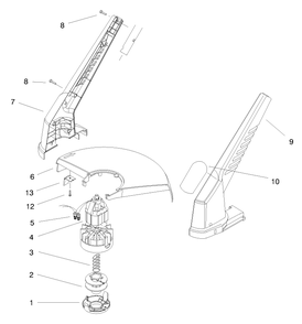 Motor & Housing Assembly Diagram and Parts List for 51305 89000001 - 89999999 Toro Trimmer