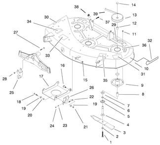 Deck Assembly Diagram and Parts List for 79106 59000001 - 59999999 Toro Lawn Mower