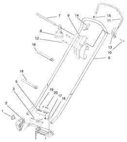 Handle Assembly Diagram and Parts List for 21050B 6900001 - 6999999 Toro Lawn Mower
