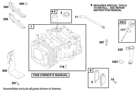 Engine Briggs & Stratton Model 122602-0150-E1 Diagram and Parts List for 20027 9900001 - 9999999 Toro Lawn Mower