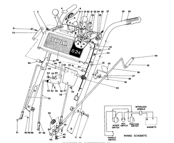 Handle Assembly Diagram and Parts List for 38080 6000001 - 6999999 Toro Snow Blower