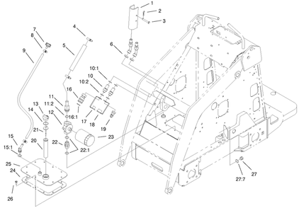 Hydraulic Tank Assembly Diagram and Parts List for 22303TE 990001 - 999999 Toro Lawn Tractor Accessories