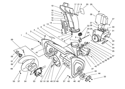 Housing & Chute Assembly Diagram and Parts List for 38540 8900001 - 8999999 Toro Snow Blower