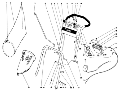 Handle Assembly Diagram and Parts List for 21073 3000001 - 3999999 Toro Lawn Mower