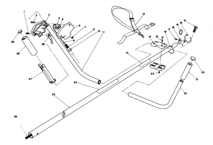 Handle Assembly Diagram and Parts List for 51645 6000001 - 6999999 Toro Trimmer