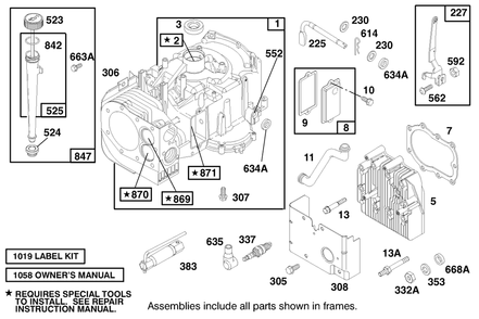 Engine Briggs & Stratton Model 28d707-0124-01 Diagram and Parts List for 70142 79000001 - 79999999 Toro Lawn Tractor