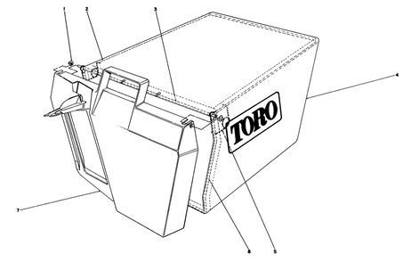 Grass Bag Assembly Diagram and Parts List for 20215 1000001 - 1999999 Toro Lawn Mower